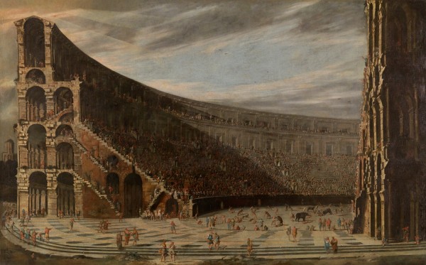 Perspectival view of a Roman amphitheatre by Viviano Codazzi